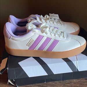 Adidas Women's White/purple VL Court 3.0